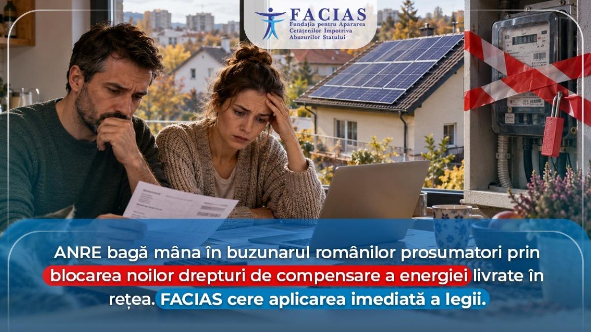 FACIAS solicită ANRE aplicarea imediată a drepturilor prosumatorilor pentru compensarea facturilor